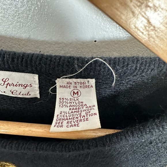 Vintage 80s Womens Sweater Christmas Palm Springs Yacht Club Sequin Bows - Picture 9 of 14